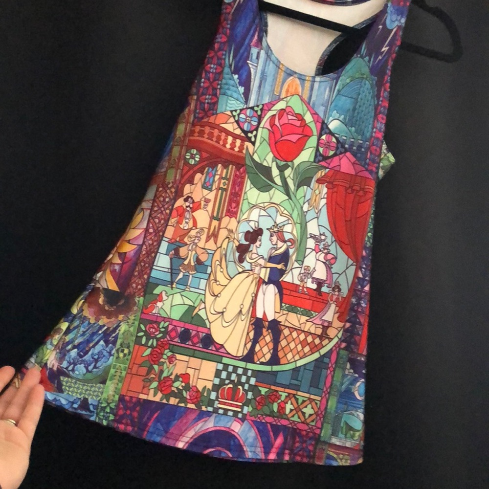 Disney beauty and the beast stained glass tank